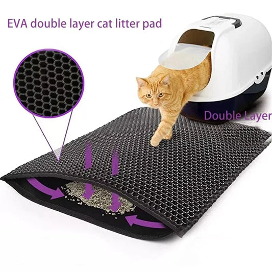 Tapis pour Litière de Chat - Double Couche Imperméable